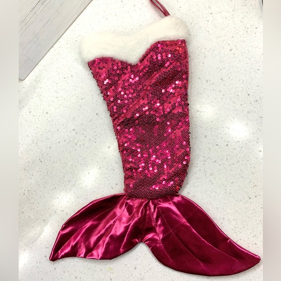 Mermaid Christmas Stocking Pink Sequin - Picture 3 of 8